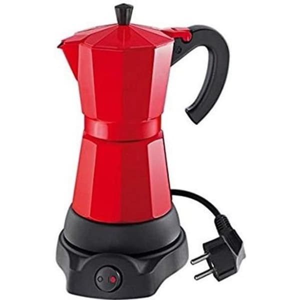 Elektrisk italiensk kaffebryggare - Cilio - Classico - 6 koppar - Röd - Avtagbar tank