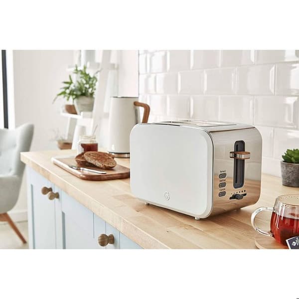 Set frukostmaskiner Vattenkokare utan sladd 1,7 L brödrost 2 Nordic Grön SWAN STP2090WHTNEU 2200W Vit 44379