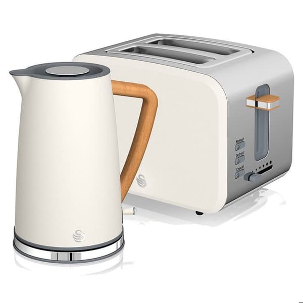 Set frukostmaskiner Vattenkokare utan sladd 1,7 L brödrost 2 Nordic Grön SWAN STP2090WHTNEU 2200W Vit 44379
