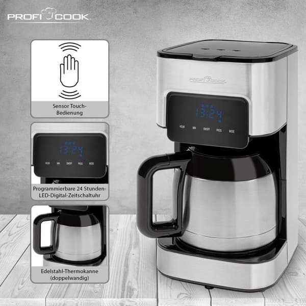 Kaffebryggare Med Filter Programmerbar 10 Koppar Inox Proficook KA 1191 900W Svart/Silver