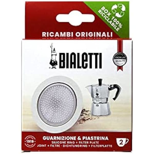 Reservdelar - BIALETTI - Moka Express - 2 Koppar - Silikontätning - Aluminiumplatta