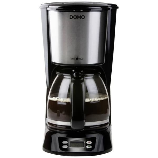 DOMO DO1065K Kaffebryggare svart, rostfritt stål Antal koppar=12 display, timer, glaskanna