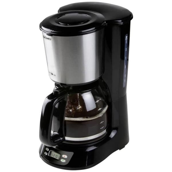 DOMO DO1065K Kaffebryggare svart, rostfritt stål Antal koppar=12 display, timer, glaskanna