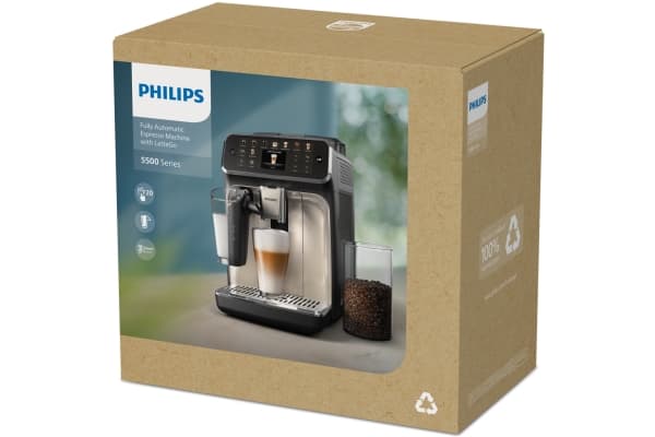 Philips 5500 series Helautomatisk espressomaskin EP5541/50 LatteGo, Espressomaskin, 1,8 l, Kaffe bønner, Innebygd kaffekvern, 230 W, Sort