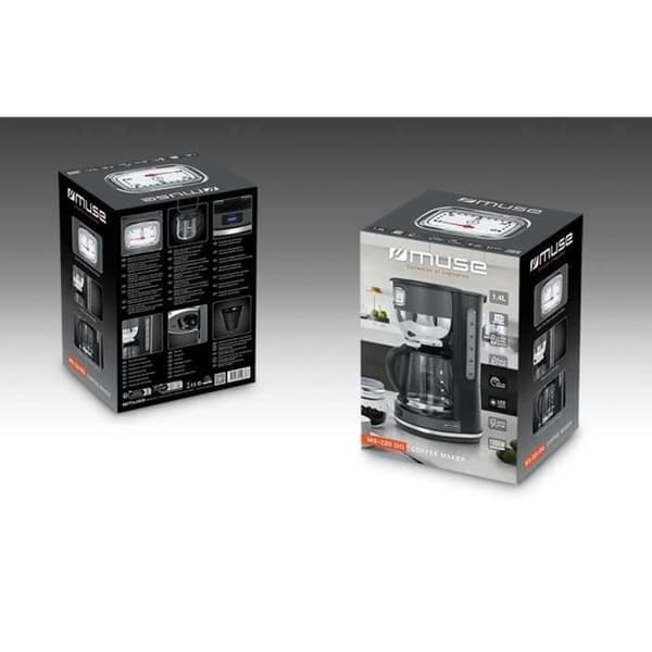 Filterkaffebryggare - MUSE - MS220DG - 10 koppar - 1000W - Grå/Inox