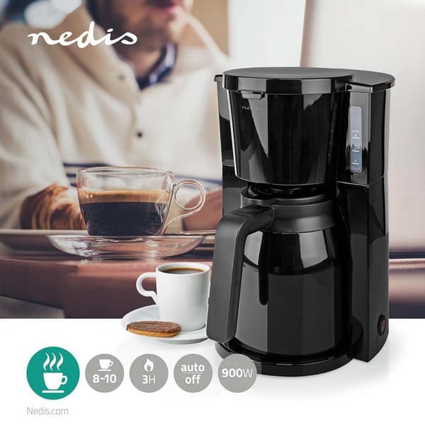 NEDIS Kaffemaskin 1L 8 Koppar Svart