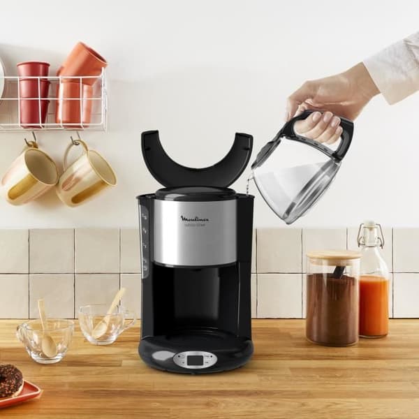 MOULINEX Subito Filter kaffebryggare, 1,25 L, 10 till 15 koppar kaffe, Programmerbar 24 timmar, Anti-dropp system FG362810