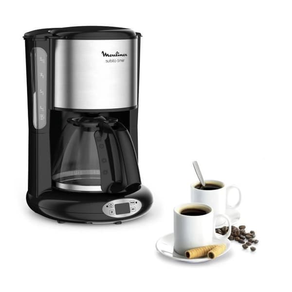 MOULINEX Subito Filter kaffebryggare, 1,25 L, 10 till 15 koppar kaffe, Programmerbar 24 timmar, Anti-dropp system FG362810