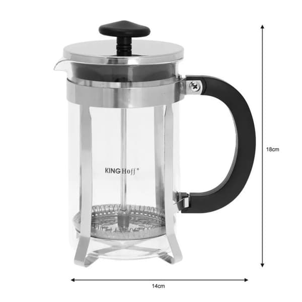 Fransk presse - KINGHOFF - KH-4837 - 600ml - Rostfritt stål - Borosilikatglas