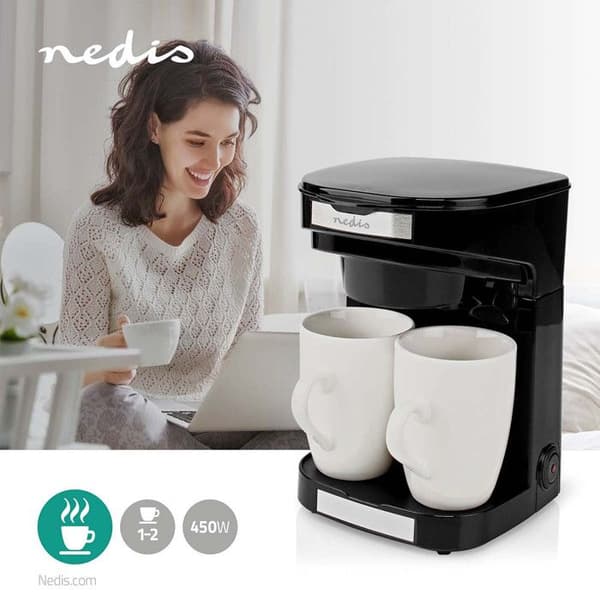 Kaffebryggare - NEDIS - 2 Koppar - 450W - Kompakt - Nylonfilter