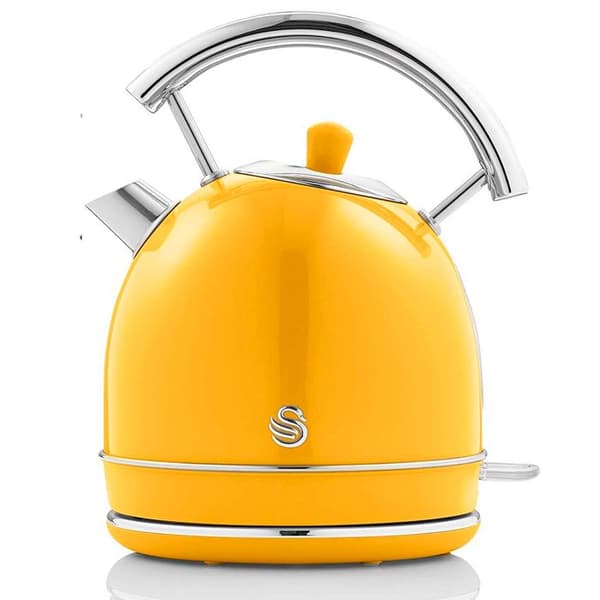 Retro Set Petit-Frukost Vattenkokare 1,8L Trådlös, Brödrost 2 Stora Skivor SWAN STP7050YELNEU 850W Gul 57928