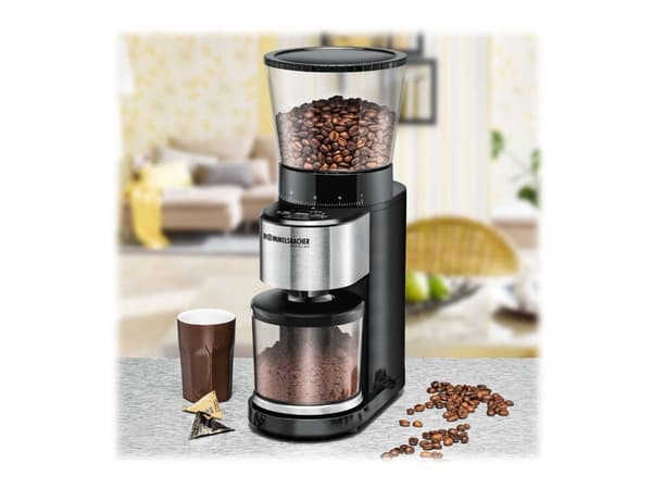Rommelsbacher EKM 500 - Kaffekvern/kjøkkenvekt - 160 W - svart/rustfritt stål