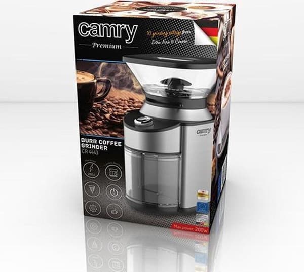 Camry CR 4443 kahvimylly Burr mylly Musta, hopea