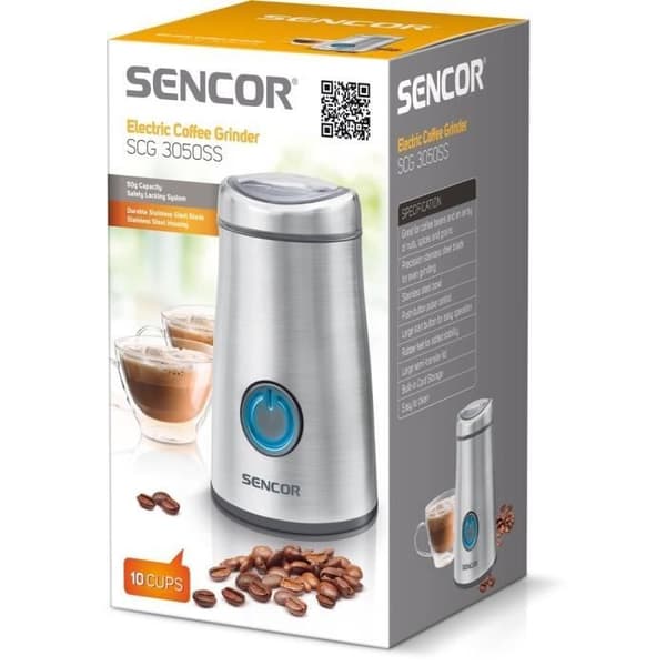 SENCOR SCG 3050SS kaffekvarn - 50g tank, Justerbar malning, Effekt 150W