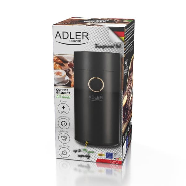 Adler | AD 4446bg | Kaffekvarn | 150W | Kaffebönor kapacitet 75 g | Antal koppar st(ar) | Svart
