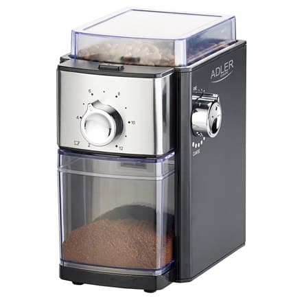 Adler | AD 4448 | Kaffekværn | 300W | Kaffebønner kapacitet 250 g | Antal kopper 12 pr. beholder stk. | Sort