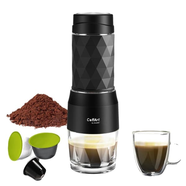 Bærbar Kaffemaskine, Håndtryk, Rejsevenlig, Sort