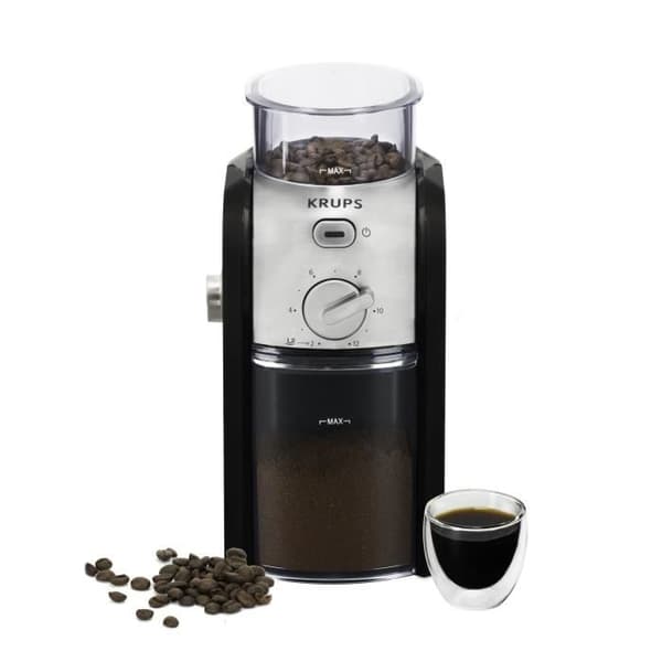 KRUPS GVX242 elektrisk kaffekvarn - Metallsvart - 17 justeringsnivåer - 2 till 14 koppar