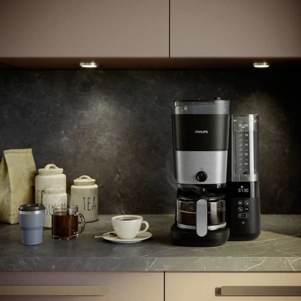 Philips HD7900/01 Kaffebryggare svart, silver Antal koppar=10 med kvarn, timer, värmekonserveringsfunktion