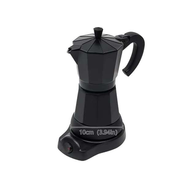 Elektrisk Moka Pot, 300 ml Kapacitet, Elegant Sort Design,SortSort