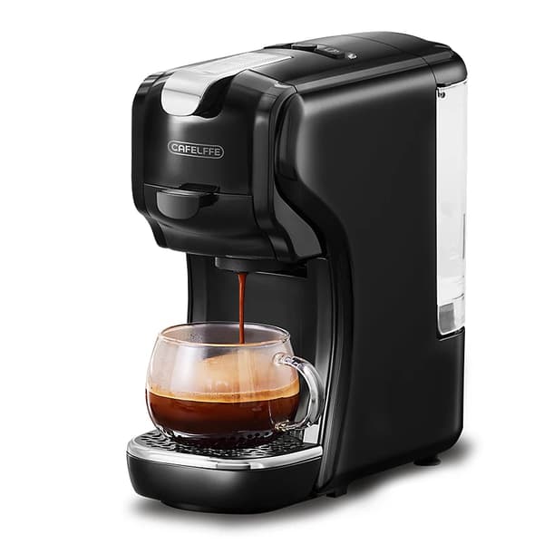 Cafelffe Kapselkaffemaskine, 19 Bar Tryk, 2 Kop Kapacitet,Sort, EU