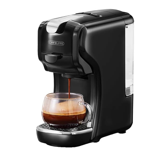 Cafelffe Kapselkaffemaskin, 19 Bar Tryck, 2 Koppars Kapacitet,Svart, EU