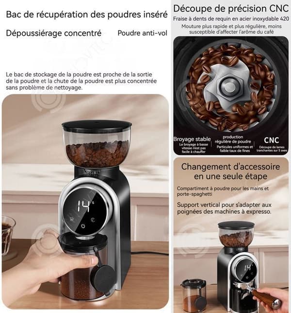 INN® kaffekvarn 25 malningsnivåer Justerbar tjocklek Elektrisk bönkvarn Smart skärm Justerbar kaffemalning