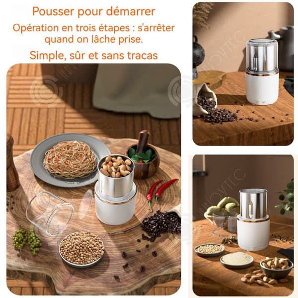 INN elektrisk kaffekvarn 200ml 150w 17x9cm Avtagbar och tvättbar kvarn Kaffebönkvarn Basbrusreducering