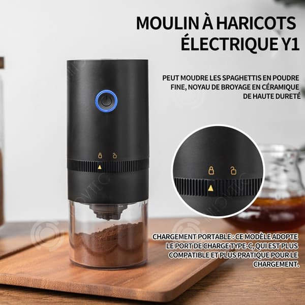 INN Elektrisk kaffekvarn 500ml kaffebönkvarn Elektrisk bönkvarn USB uppladdningsbar portabilitet Moul
