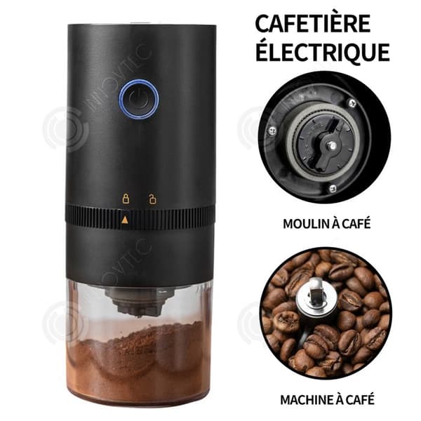 INN Elektrisk kaffekvarn 500ml kaffebönkvarn Elektrisk bönkvarn USB uppladdningsbar portabilitet Moul