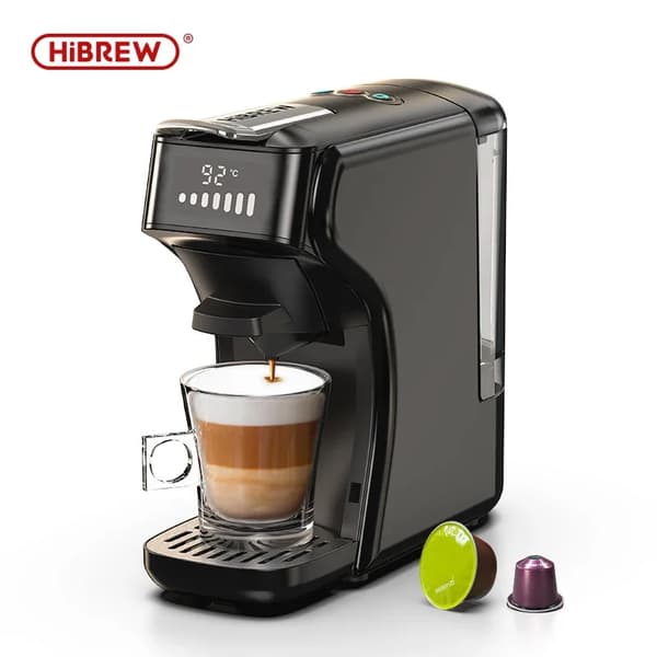HiBREW Kaffemaskine, Alsidig Espresso & Cappuccino, Kompakt Design,H1B Sort, EU
