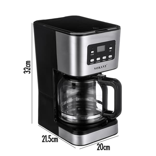 Kaffemaskine, 12 kopper kapacitet, programmerbar timer,EU, Sort