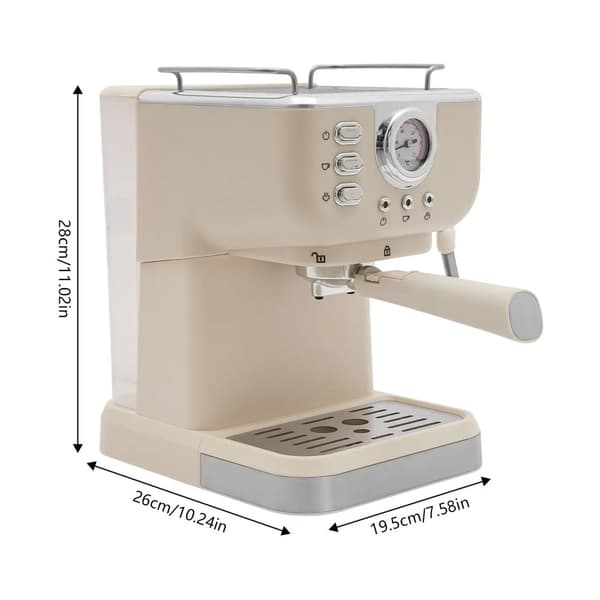 Espressomaskin, 20 bars tryck, 1,5 L vattentank,Vit