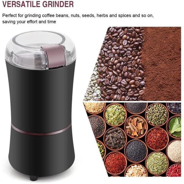 Kaffekvarn - Elektrisk kaffekvarn - Svart - 400W - med synlig täckning, för nötter, peppar, kryddor, kaffebönor