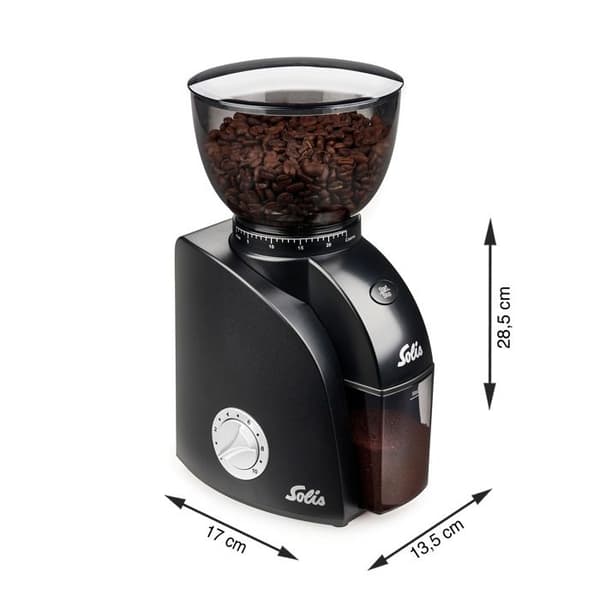 Elektrisk kaffekvarn - Kaffebönkvarn - Skydd mot statiskt kaffe - Svart - Solis Scala Zero Static 1662