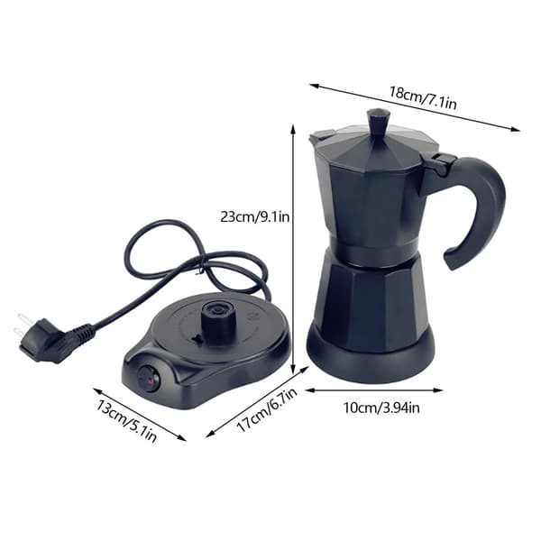 Elektrisk Kaffebryggare, 300 ml Kapacitet, Klassisk Oktagonal Design,svart