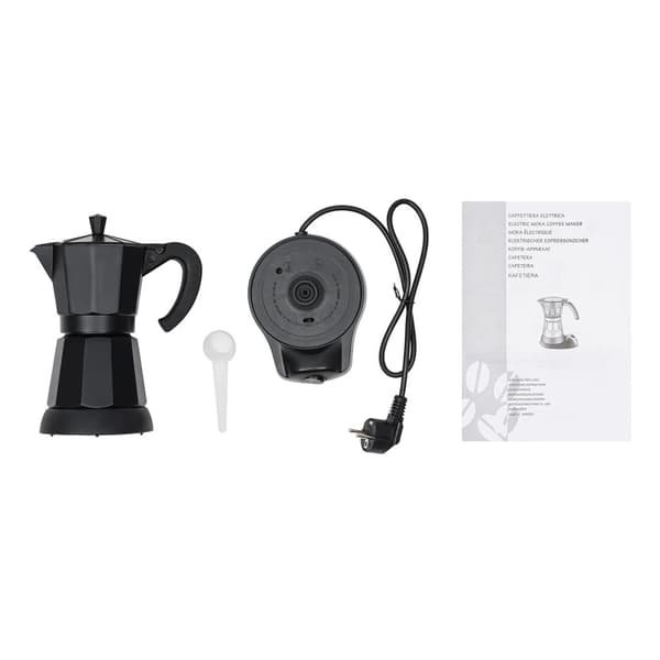 Elektrisk Moka Pot Kaffemaskine, 300 ml Kapacitet, Effektiv Brygning,sort