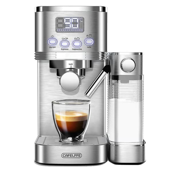 Cafelffe Helautomatiska Espressomaskin, 20 Bar Tryck, Hölje i Rostfritt Stål,Rostfritt stål, EU