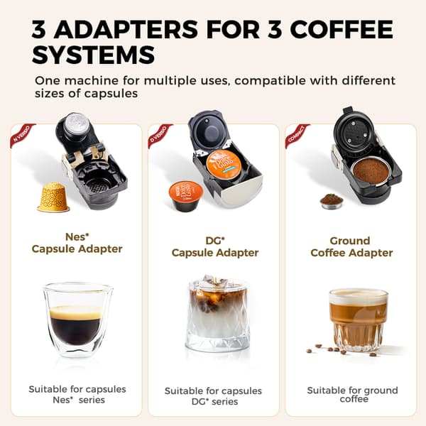 Cafelffe Kaffemaskin, 3-i-1 Kompatibilitet, 19 Bar Pumptryck,EU