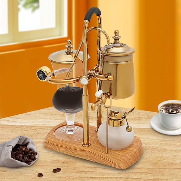Siphon Kaffeemaskine, Borosilikatglas, Stilfuld Guldfinish, Kunstnerisk Brygning