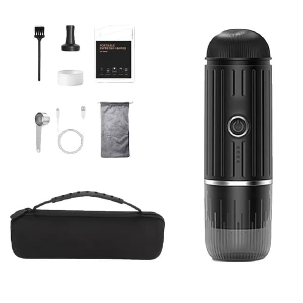 Bärbar Kaffemaskin, 100W Effekt, 7800mAh Batteri, 80ml Kapacitet,svart, EU