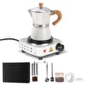 Miniatyrbillede 2 af 2: Moka Pot Espresso Sæt, 150 ml Kapacitet, Varmebestandigt Håndtag,HVID