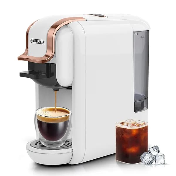 Kaffemaskin, 19 Bar Pumptryck, 2 Koppar Kapacitet, 0,6L Vattentank,EU, Vit