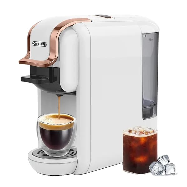 Kaffemaskin, 19 Bar Pumptryck, 2 Koppar Kapacitet, 0,6L Vattentank,EU, Vit