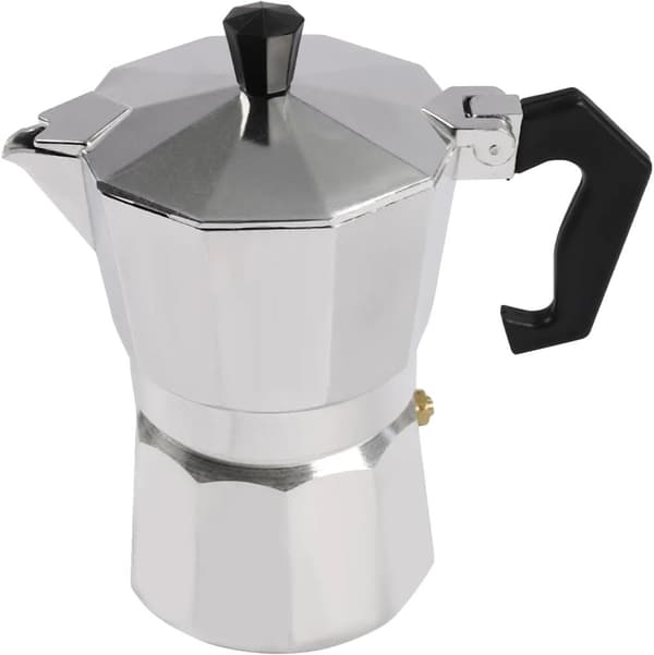 Elektrisk espressomaskin, justerbar temperatur, kapacitet för 3 koppar, aluminiumlegering,Silver