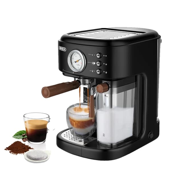 Kaffemaskine, 20Bar bryggetryk, automatisk varm mælkeskum, Espresso + Cappuccino + Latte,H8A