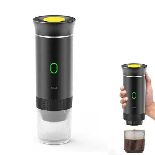 Lollanda 3-i-1 portabel espressomaskin, sladdlös, snabbuppvärmning, för kaffekapslar och malet kaffe, enkel USB-laddning