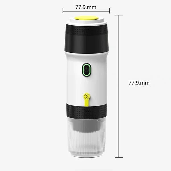 Bärbar Espressomaskin, 120 ml kapacitet, flera laddningsalternativ, kompakt design,vit