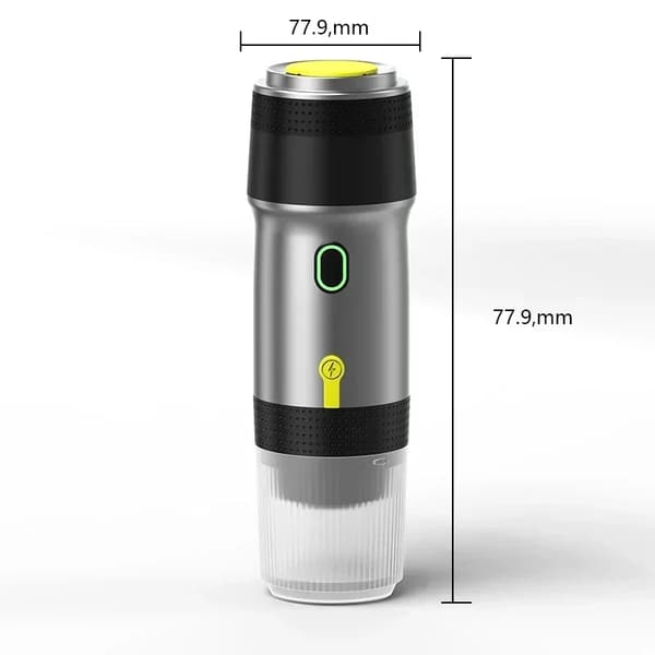Bærbar Espresso Maskine, 120 ml Kapacitet, Multi-Opladningsmuligheder, Kompakt Design,metallisk grå