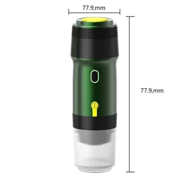 Bærbar Espresso Maskine, 120 ml Kapacitet, Multi-Opladningsmuligheder, Kompakt Design,Metallic grøn
